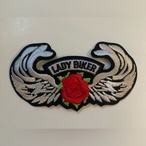 Lady Biker red Rose & Wings Patch for Jacket